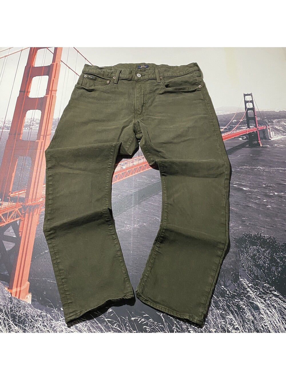 Polo Ralph Lauren Jeans Mens Size 36x30 Varick Slim Straight Olive Green Denim